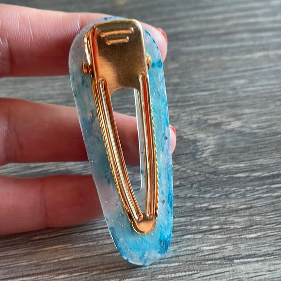 XMAS Handmade Festive Holiday 2 set Alligator Hair Clips Blue Rudolph - Picture 5 of 11